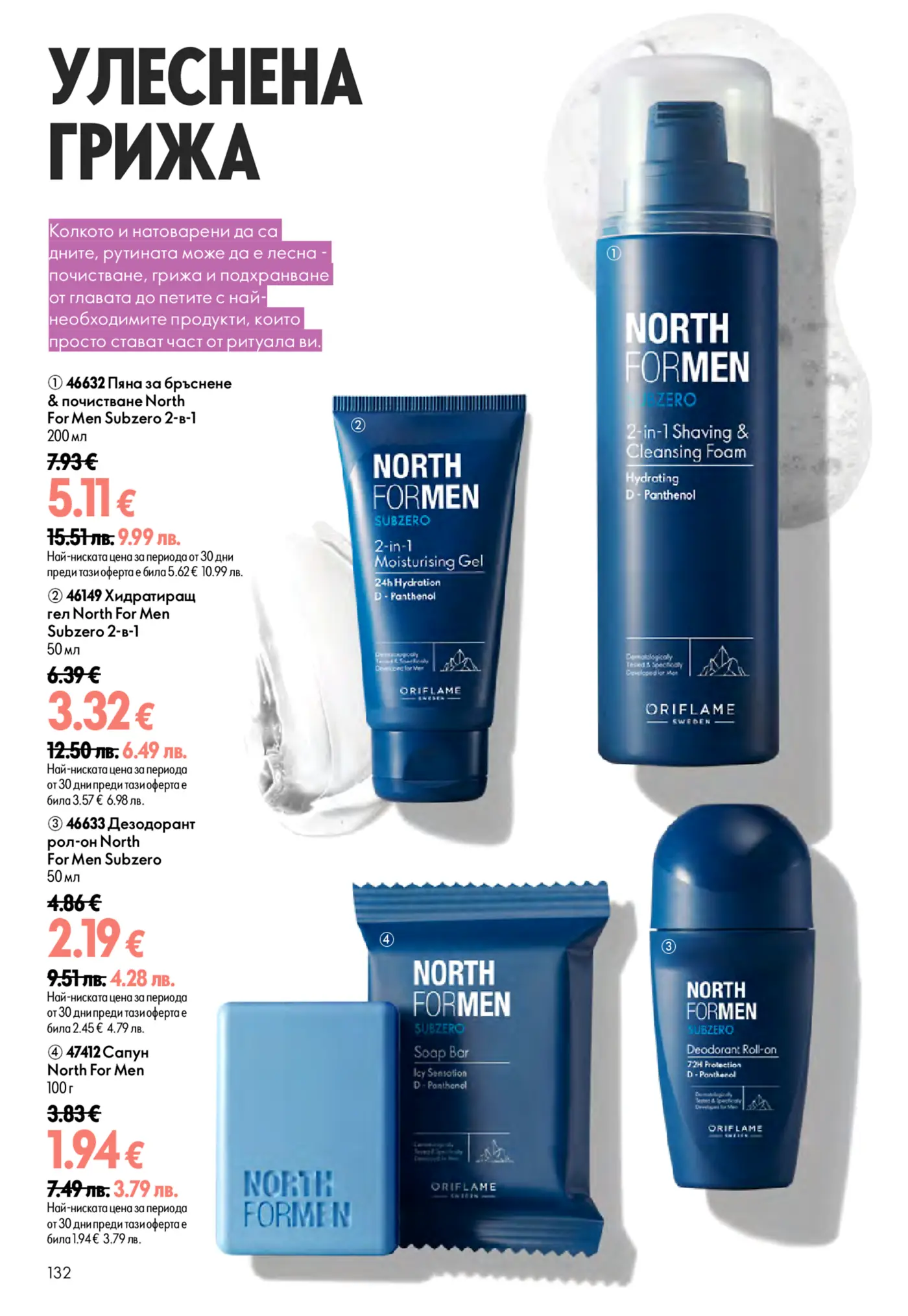 Страница с мъжка козметика North For Men Subzero