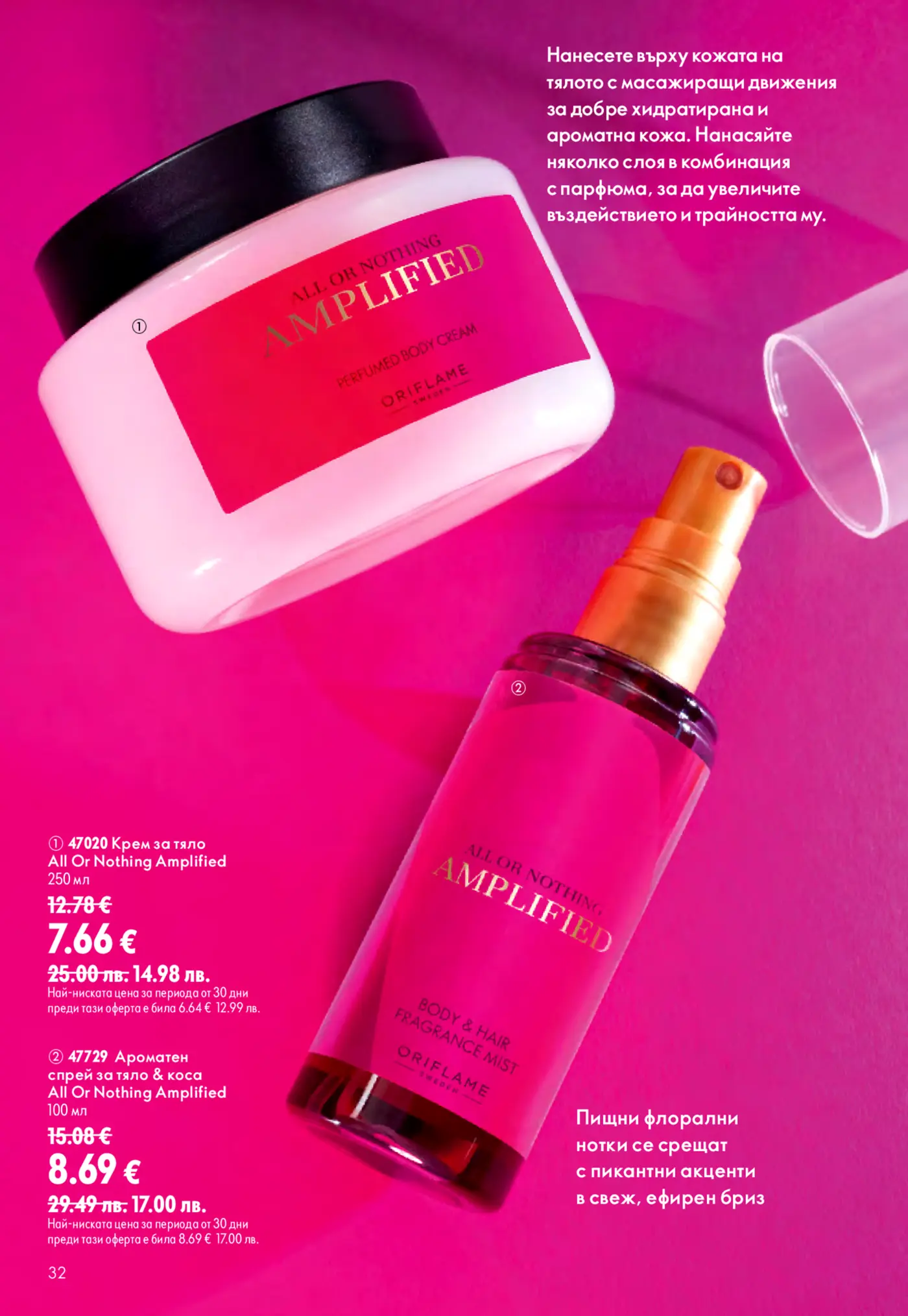Страница от каталог Oriflame с парфюмни продукти All Or Nothing Amplified