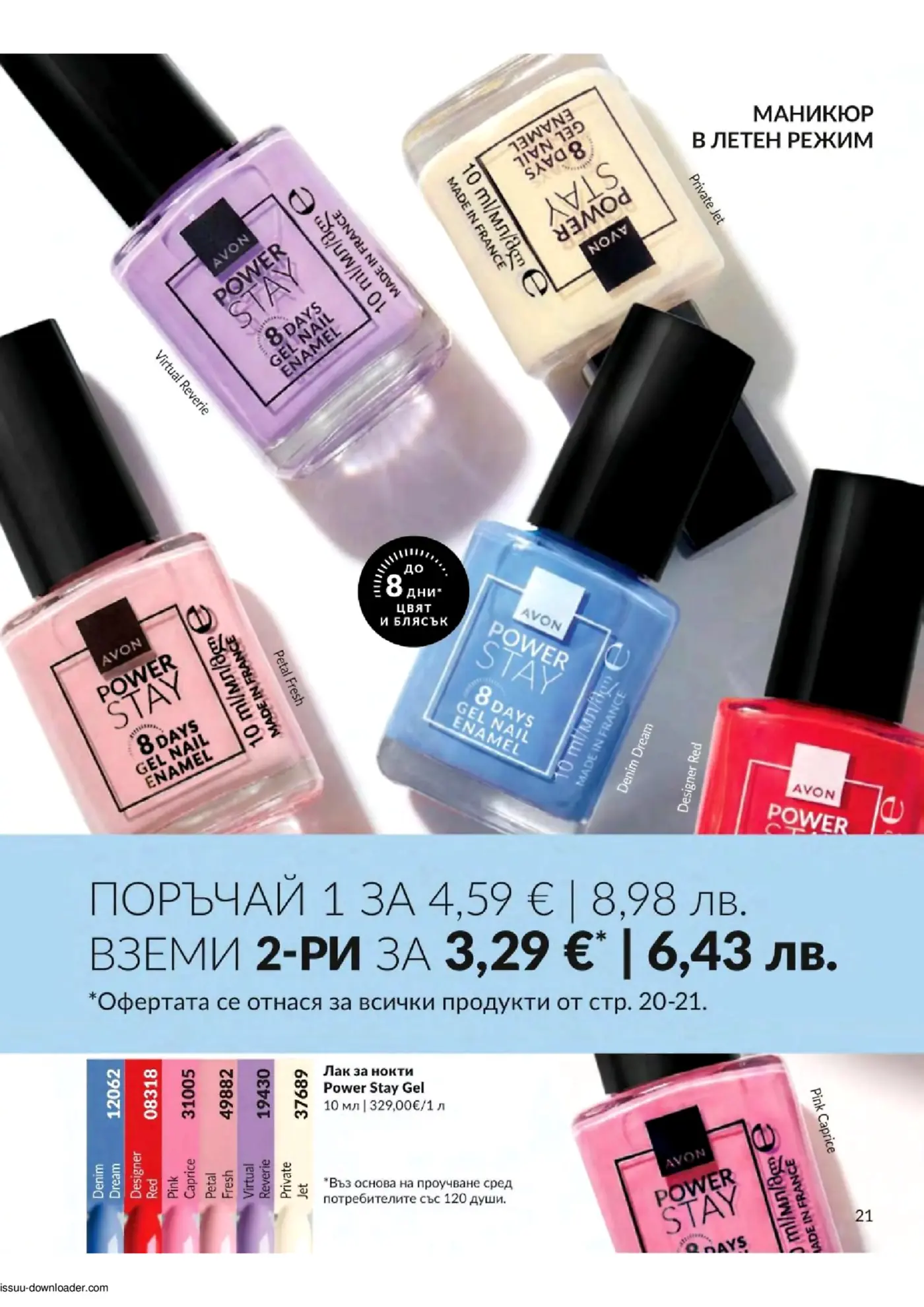 Страница от каталог на Avon с лакове за нокти Power Stay Gel