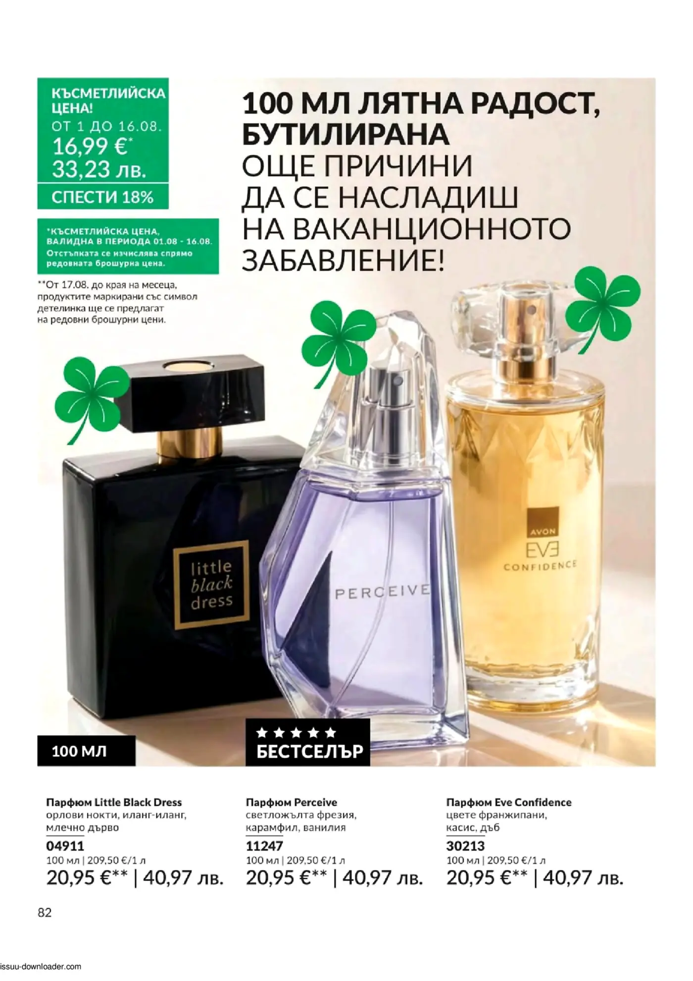 Страница от каталог Avon с парфюми