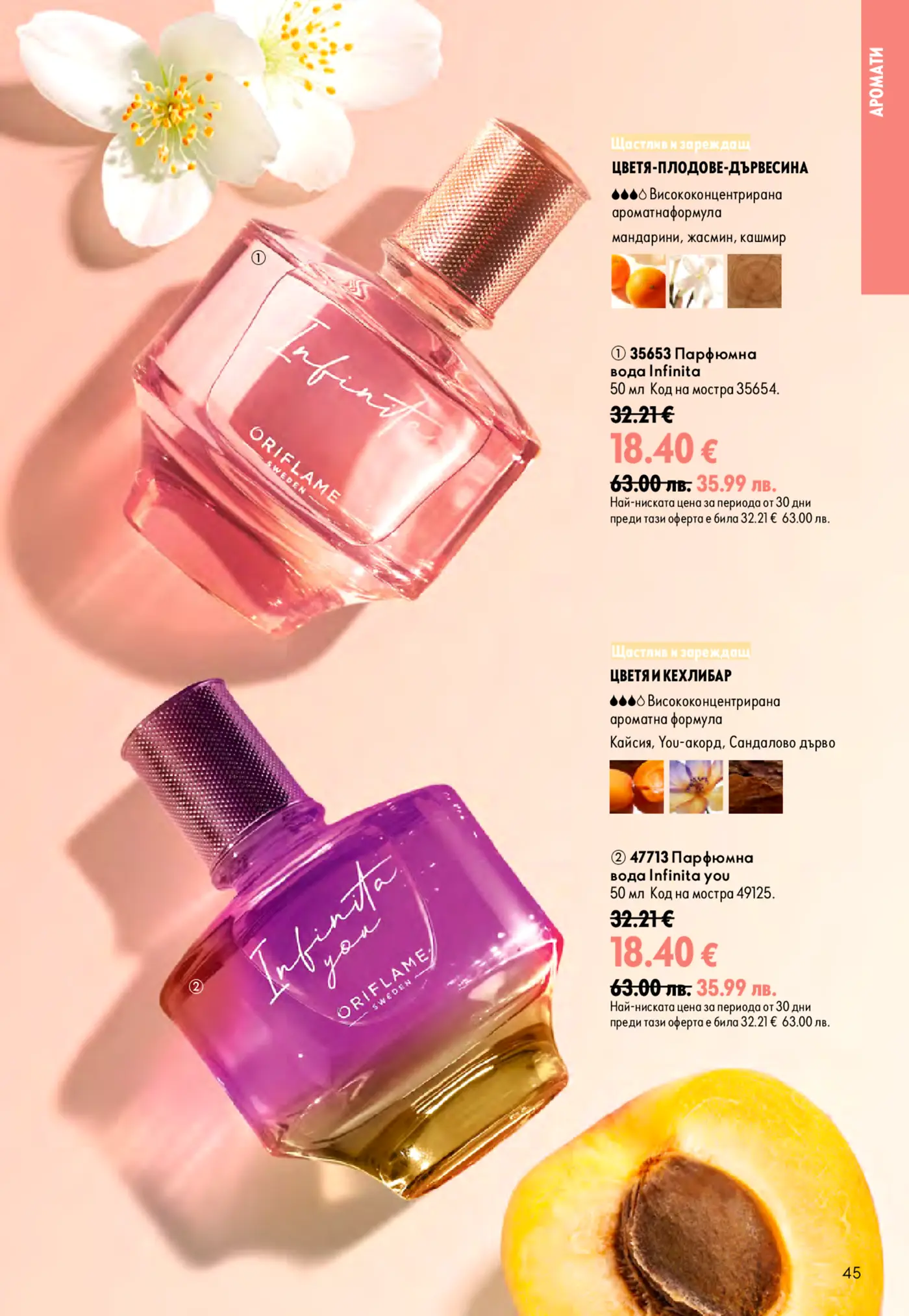 Страница с парфюмни води Infinita от Oriflame