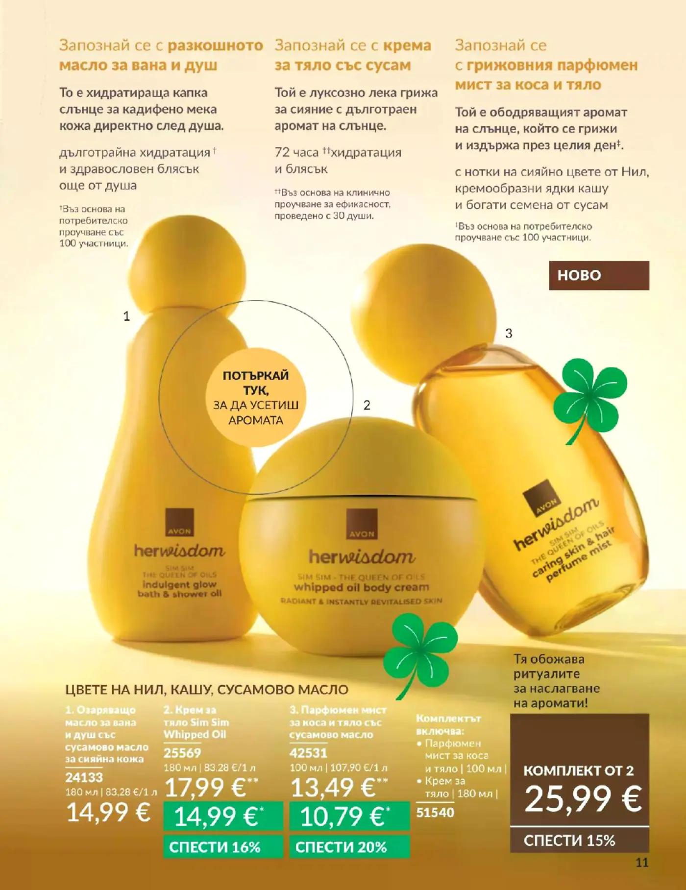Страница от каталог на Avon с козметични продукти Herwisdom