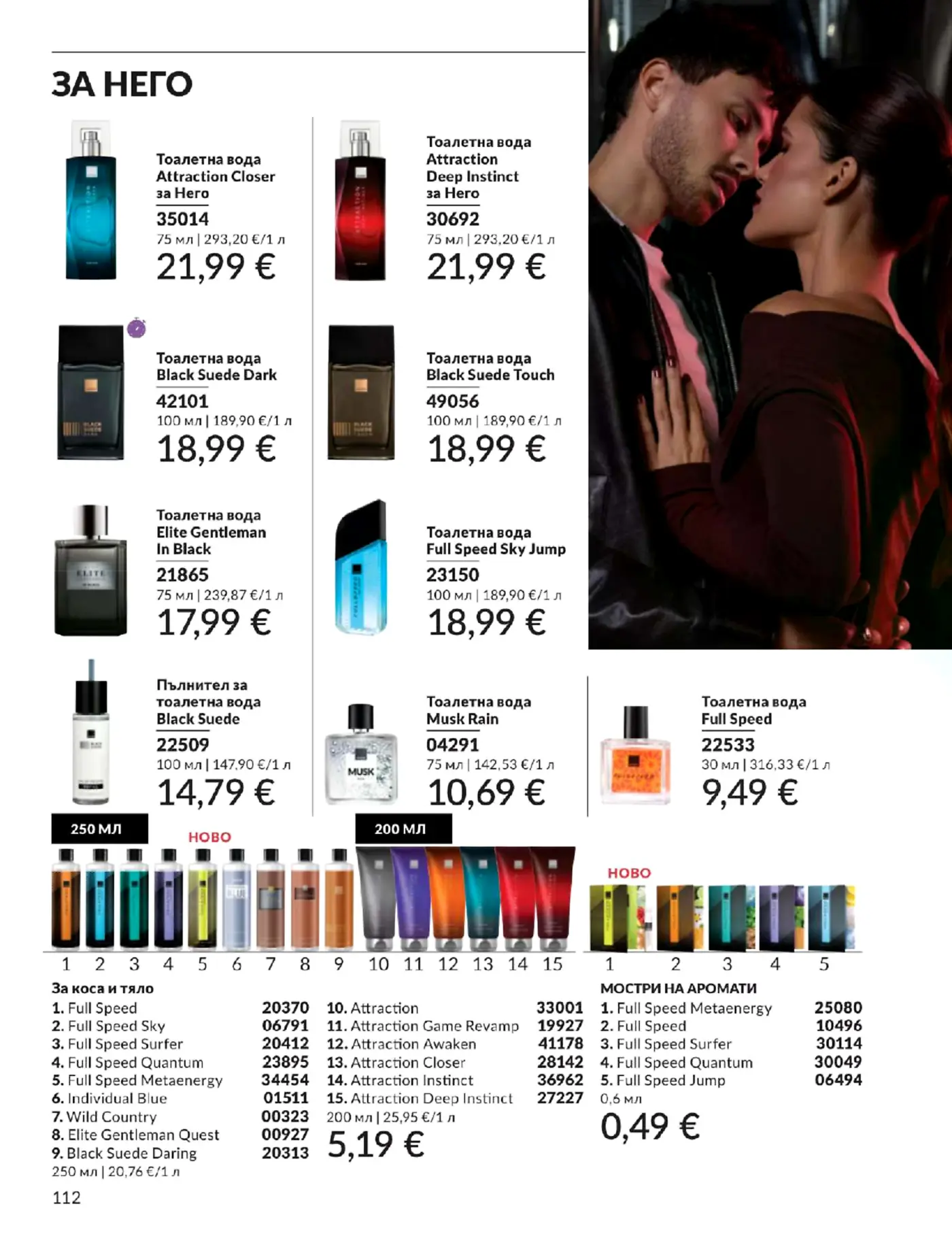 Страница от каталог Avon с мъжки парфюми и тоалетни води
