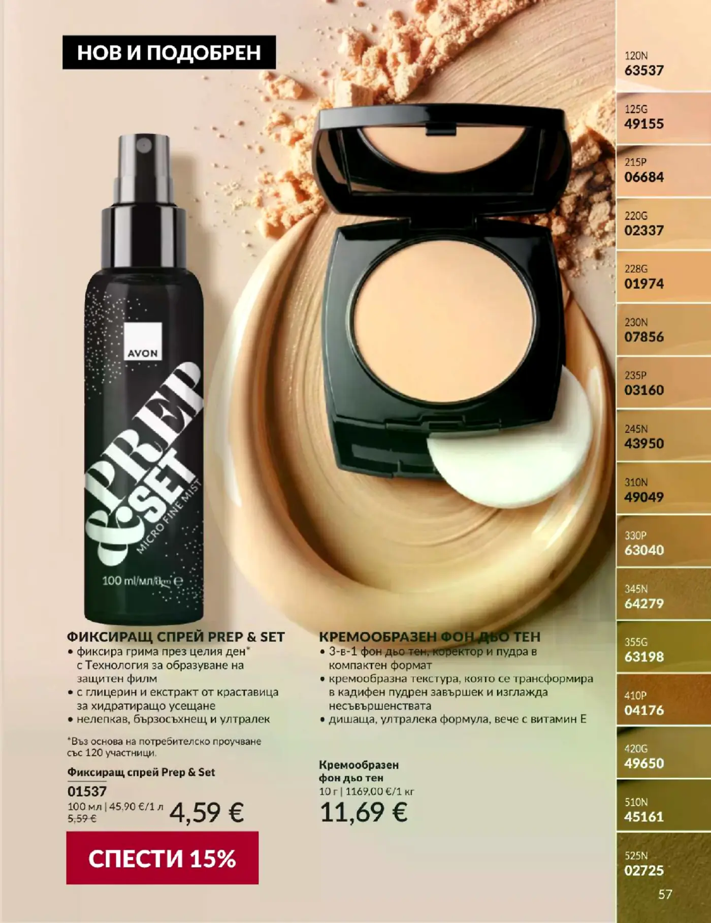 Страница с козметични продукти Avon