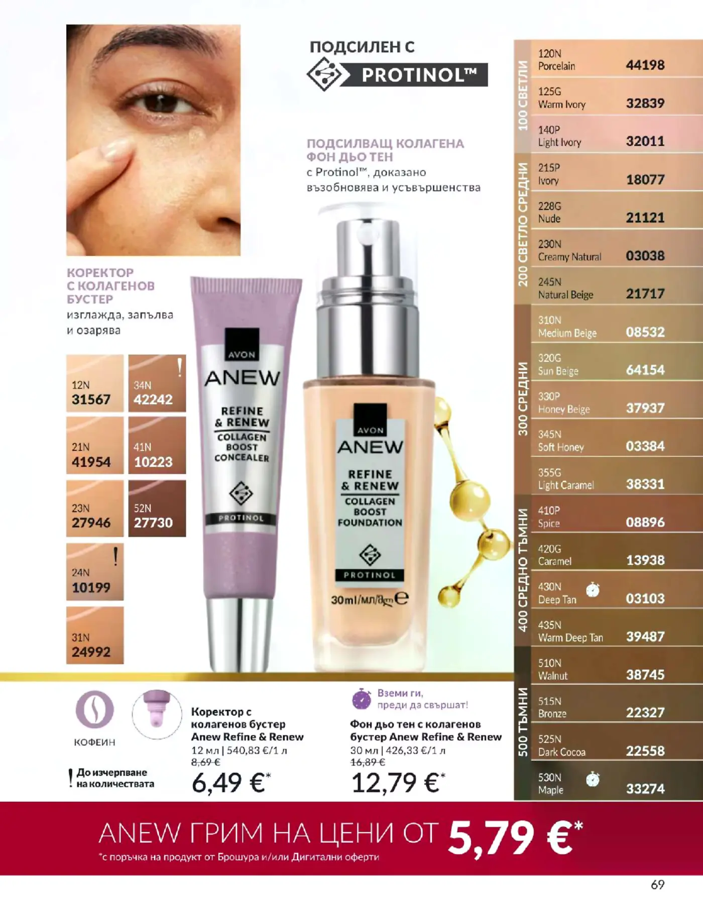 Страница от брошура на Avon с грим от серията Anew