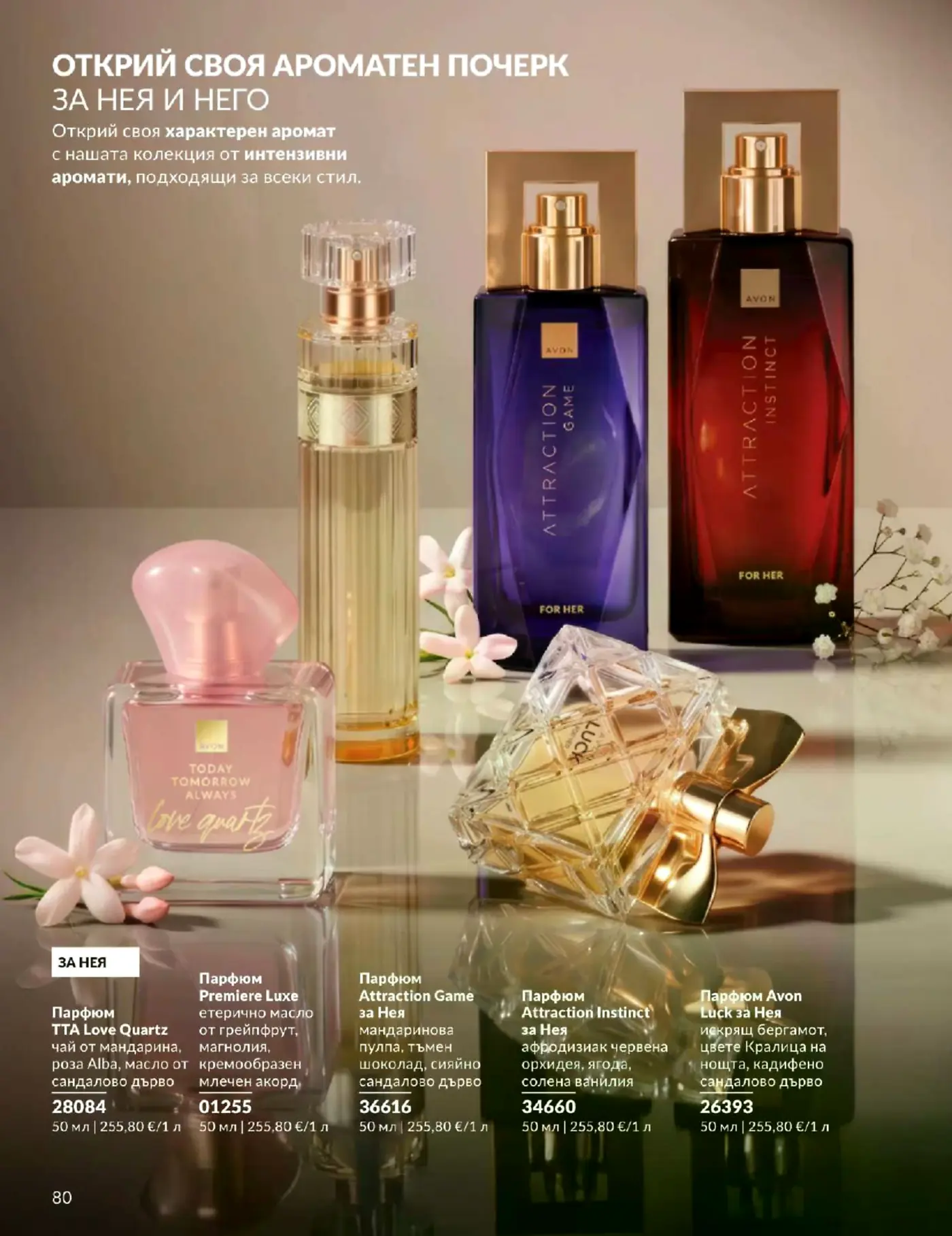 Страница с парфюми от брошура на Avon за нея