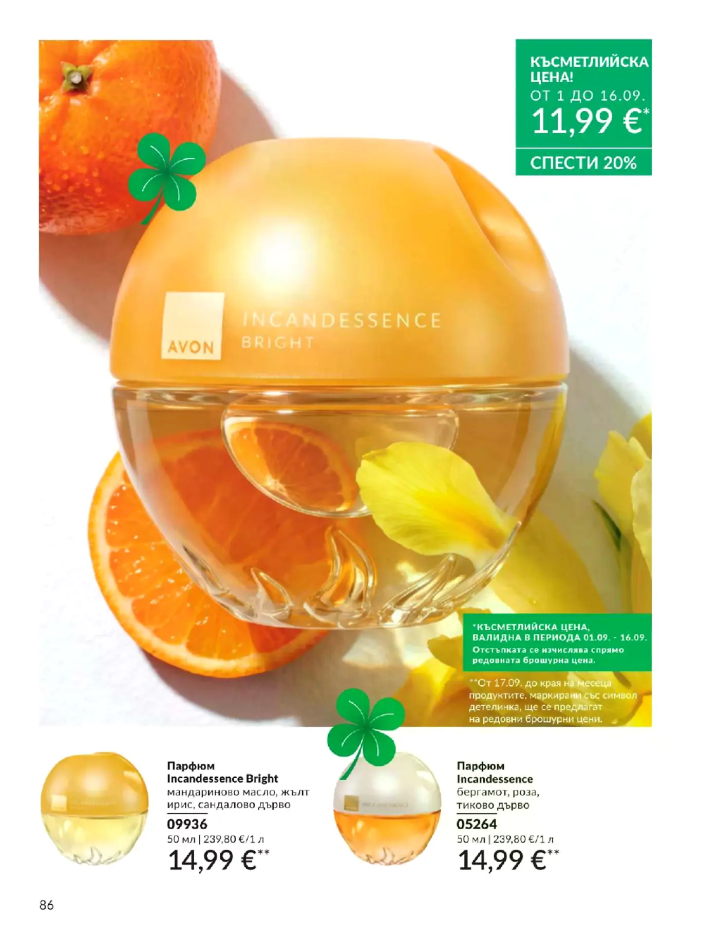 Страница с парфюми Avon Incandessence