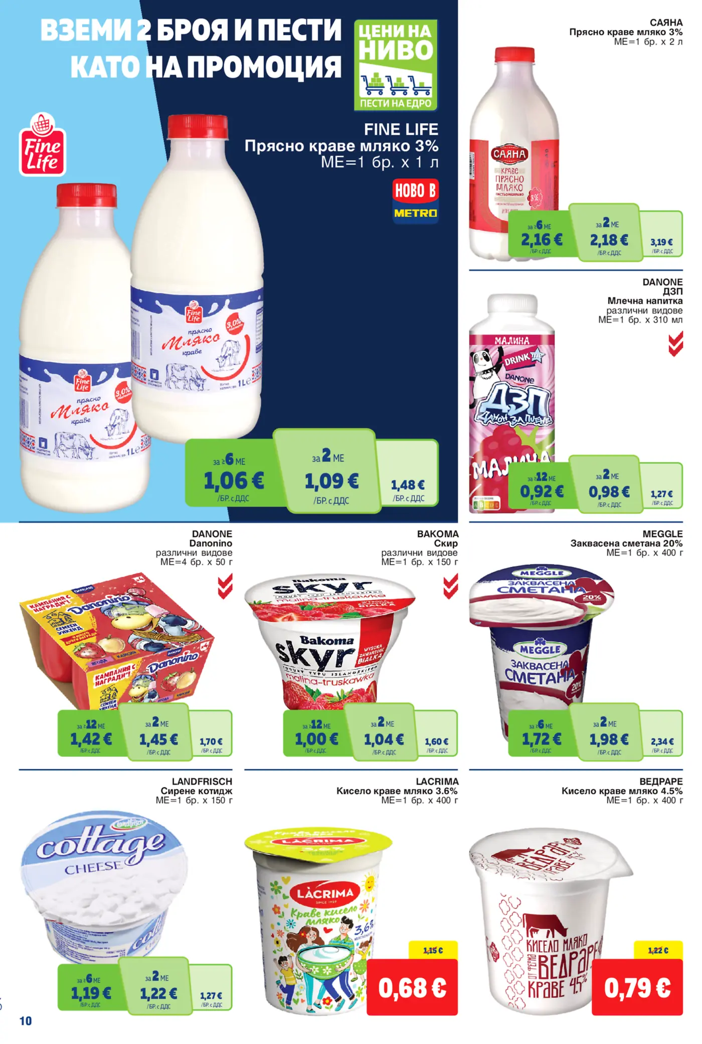 Страница от промоционална брошура с млечни продукти