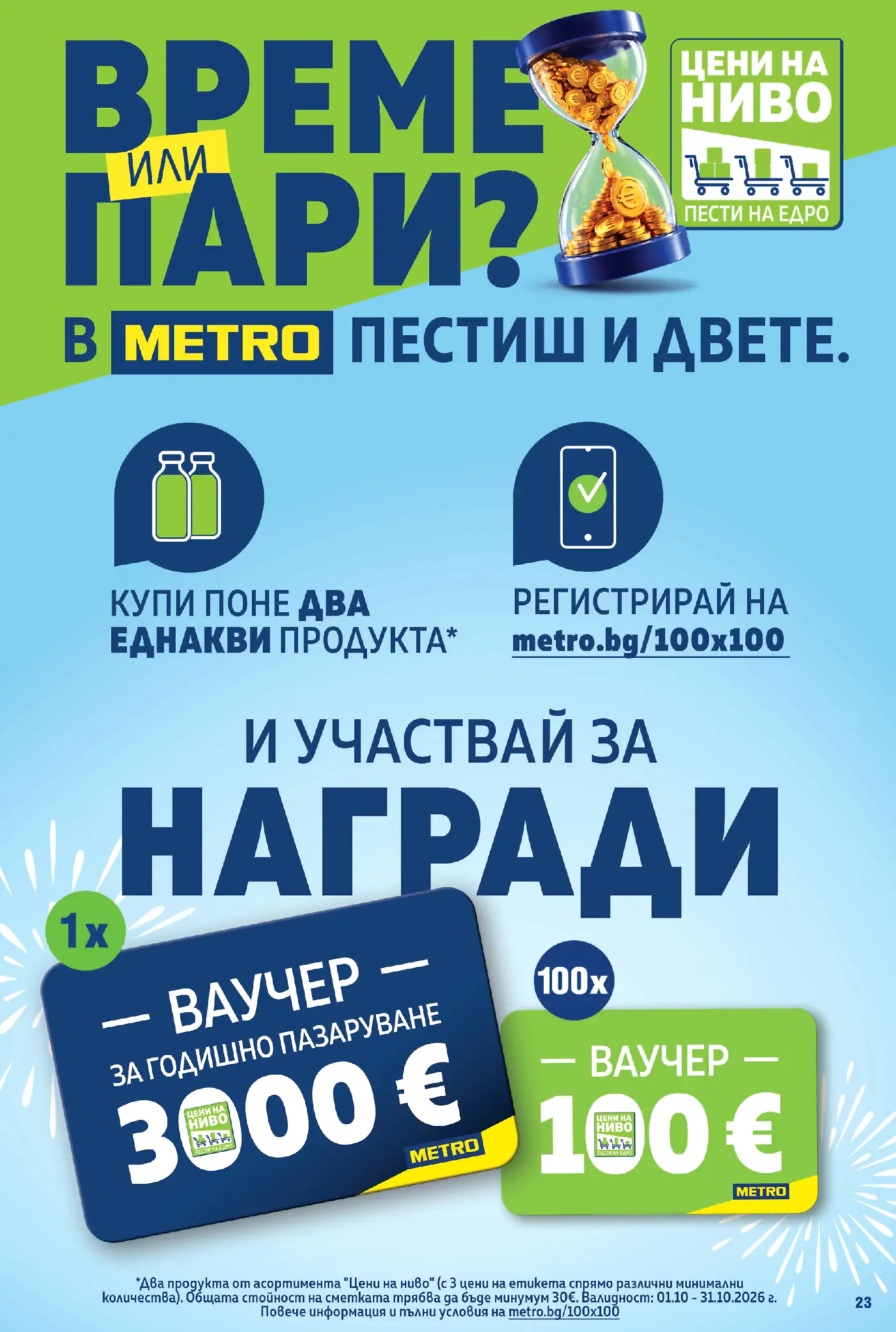 Промоционална страница на METRO с игра за награди и ваучери