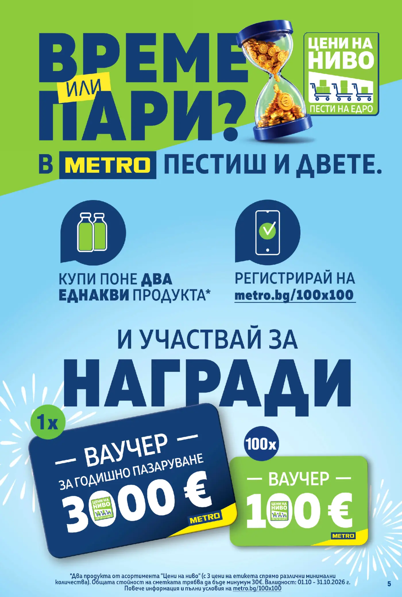 Промоционална страница на METRO с игра за награди и ваучери