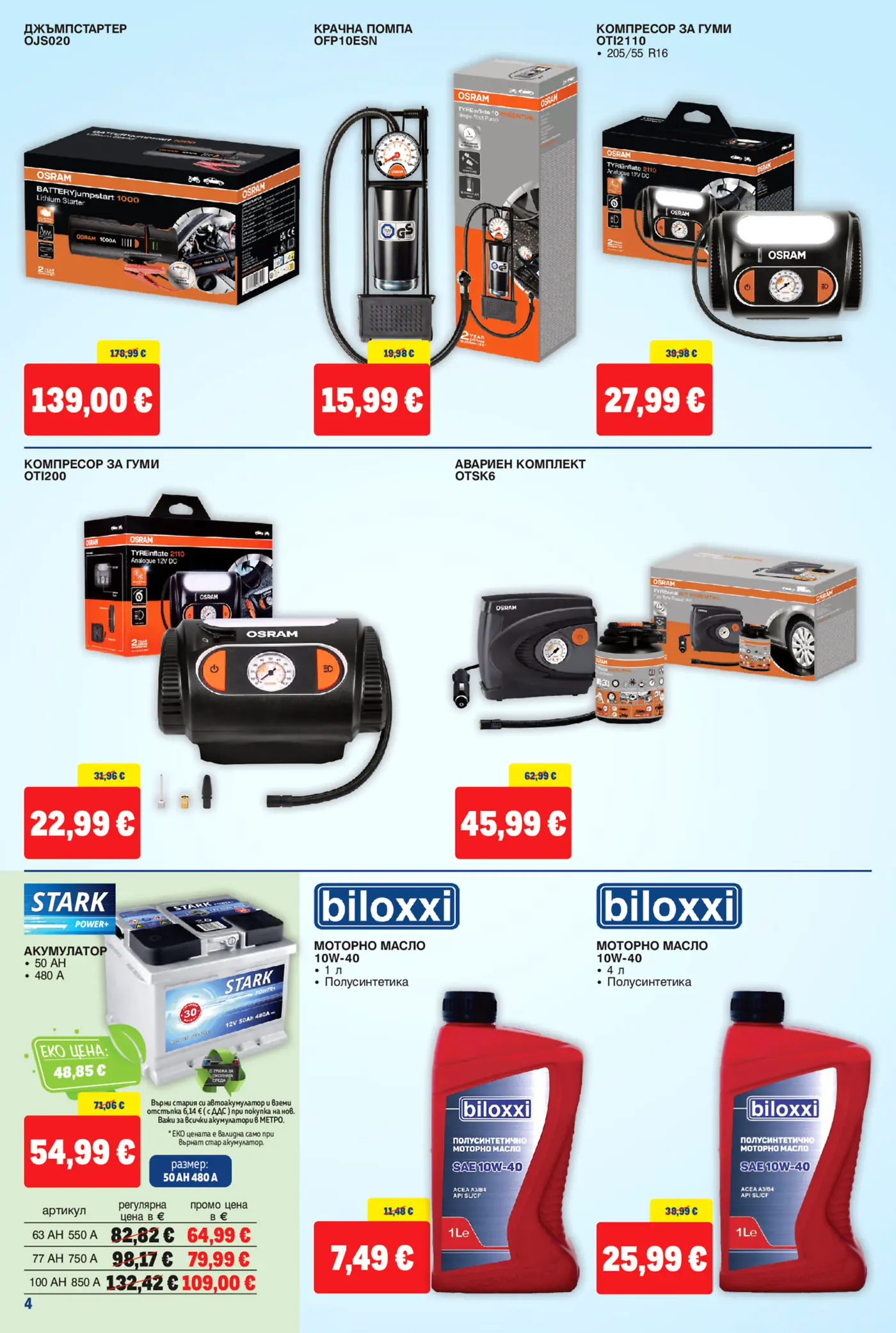 Страница с промоционални автоаксесоари OSRAM, STARK и Biloxxi