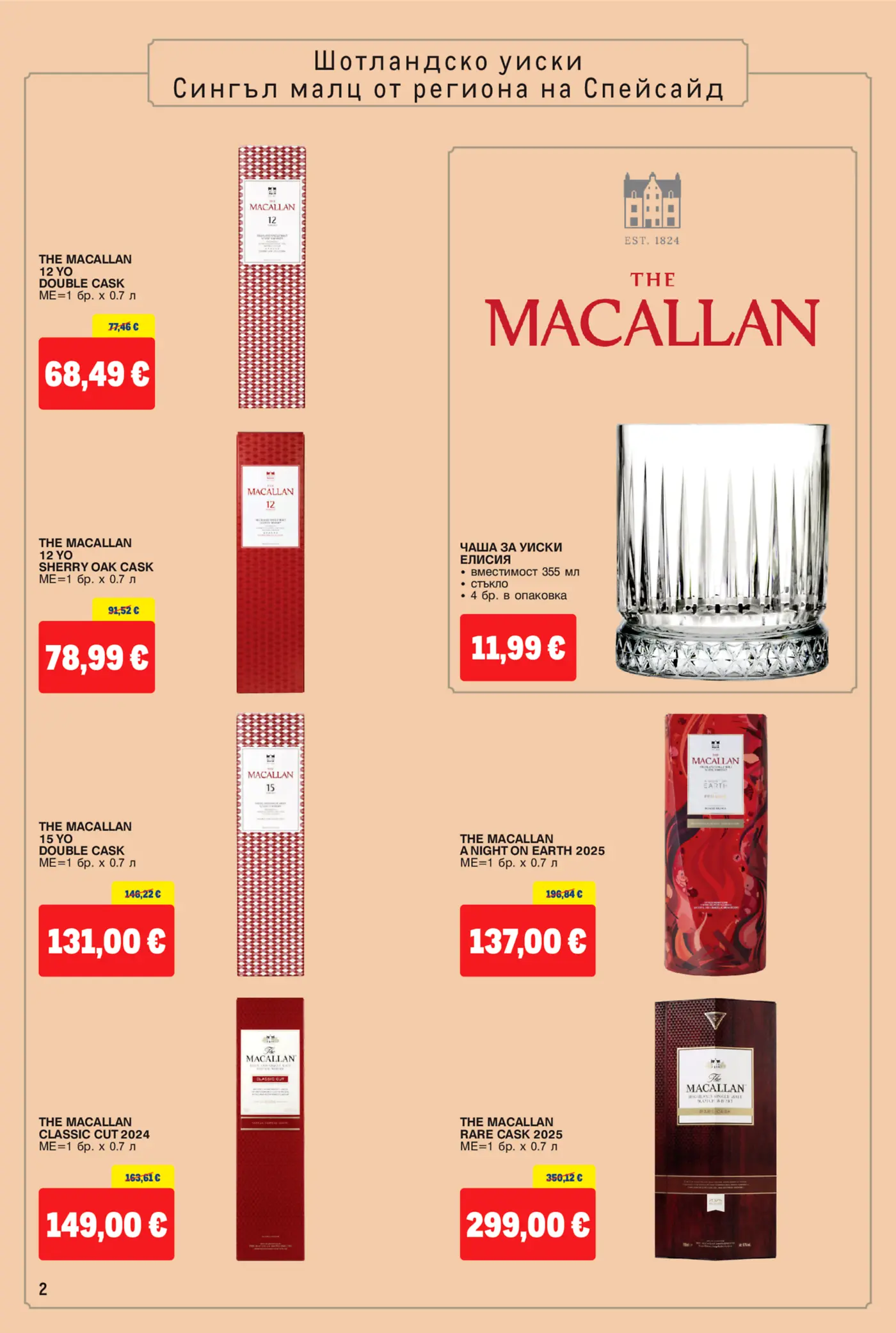 Страница с шотландско уиски The Macallan и чаша за уиски