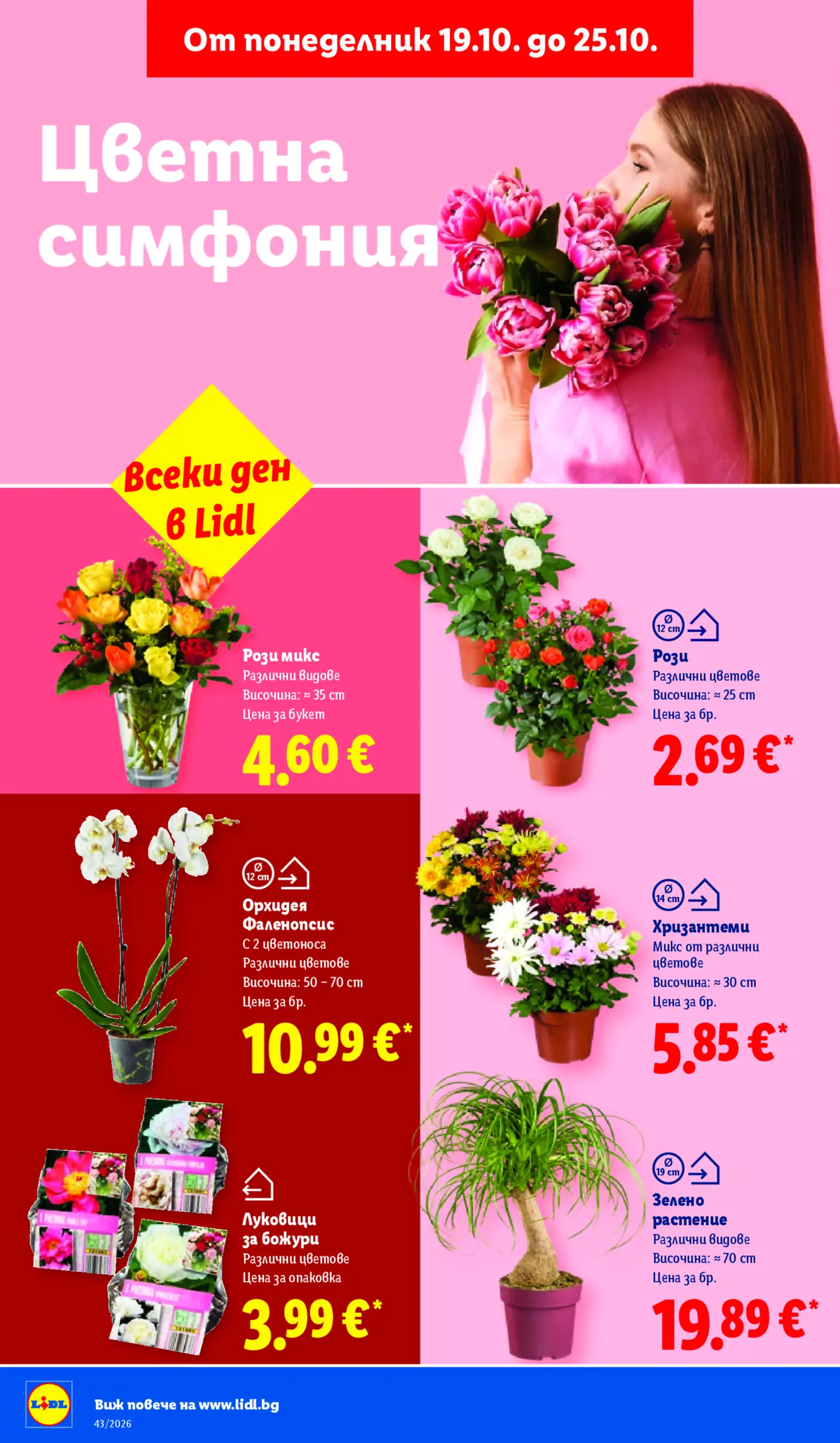 Страница от брошура Lidl с оферти за цветя и растения