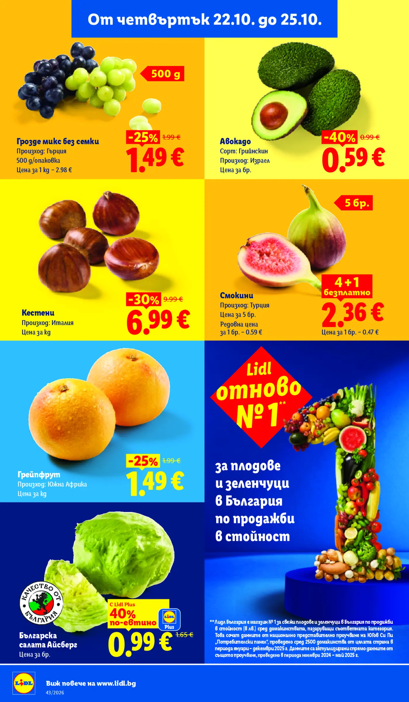 Страница с промоции на пресни плодове в брошура на Lidl